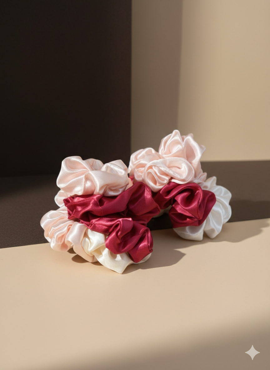 Set van 5 Satijnen Scrunchies