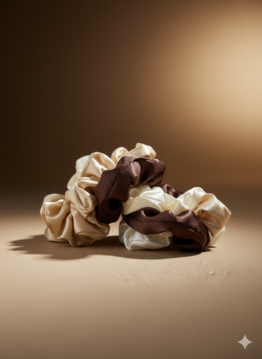 Set van 5 Satijnen Scrunchies